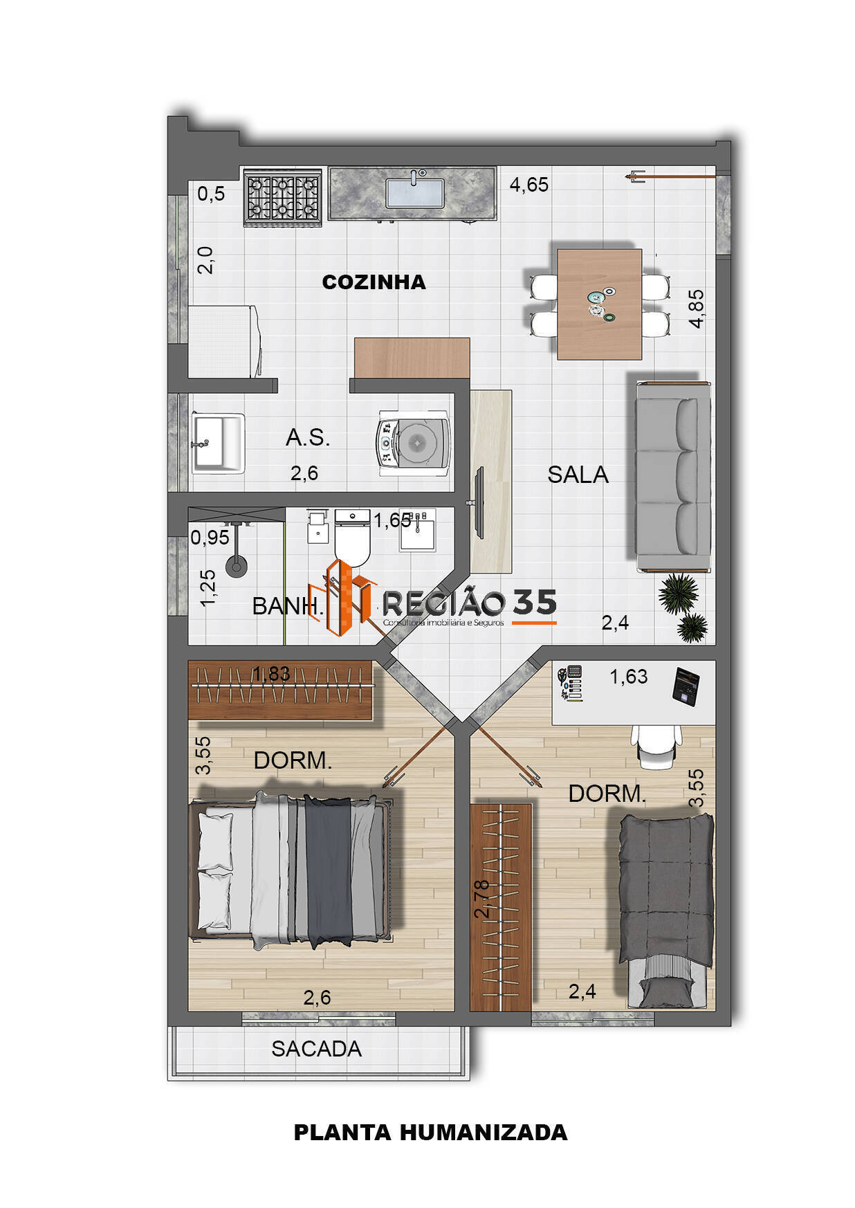 Apartamento à venda com 2 quartos, 51m² - Foto 3